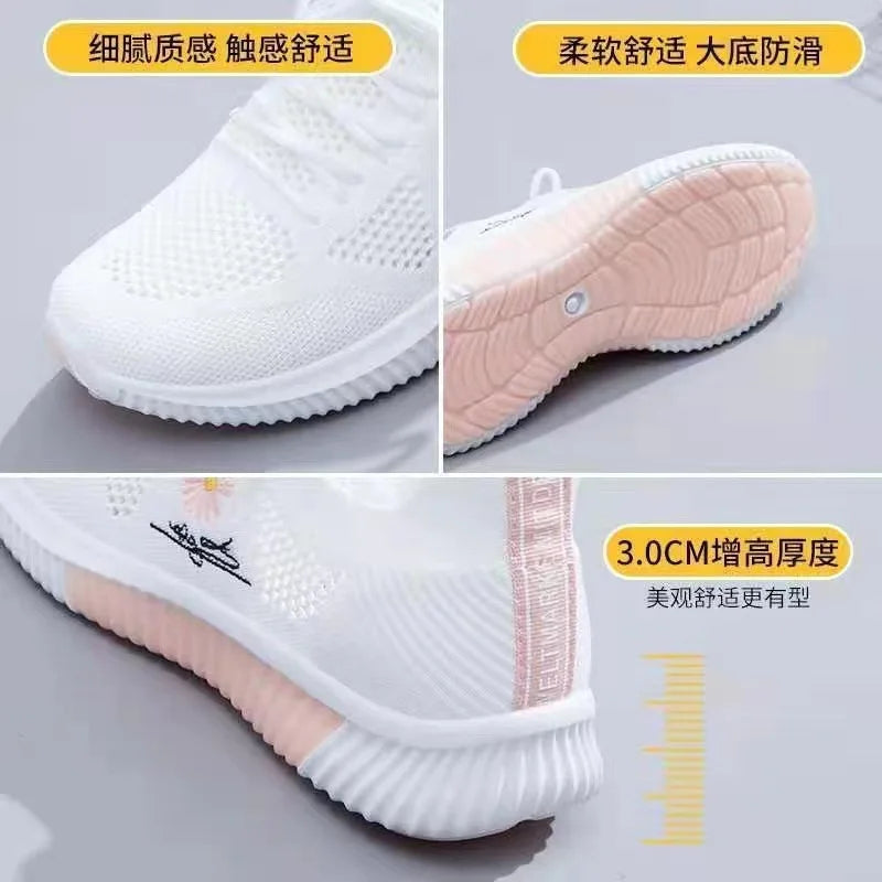 Women Stylish Breathable Sneakers Lightweight Mesh Casual Walking Shoes Sneakers Women Gym Vulcanized Shoes White Female Footwear