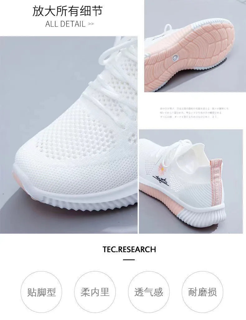 Women Stylish Breathable Sneakers Lightweight Mesh Casual Walking Shoes Sneakers Women Gym Vulcanized Shoes White Female Footwear