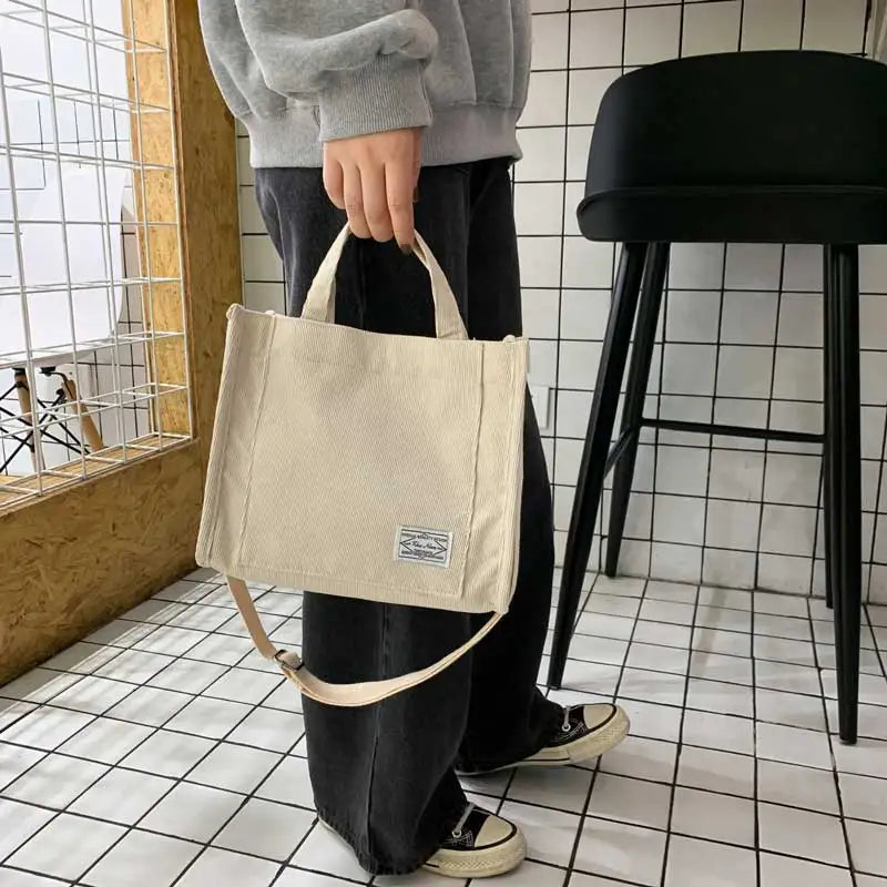 Chic Corduroy Crossbody Tote – Stylish Square Shoulder Bag for Women, Perfect for Travel & Everyday Use