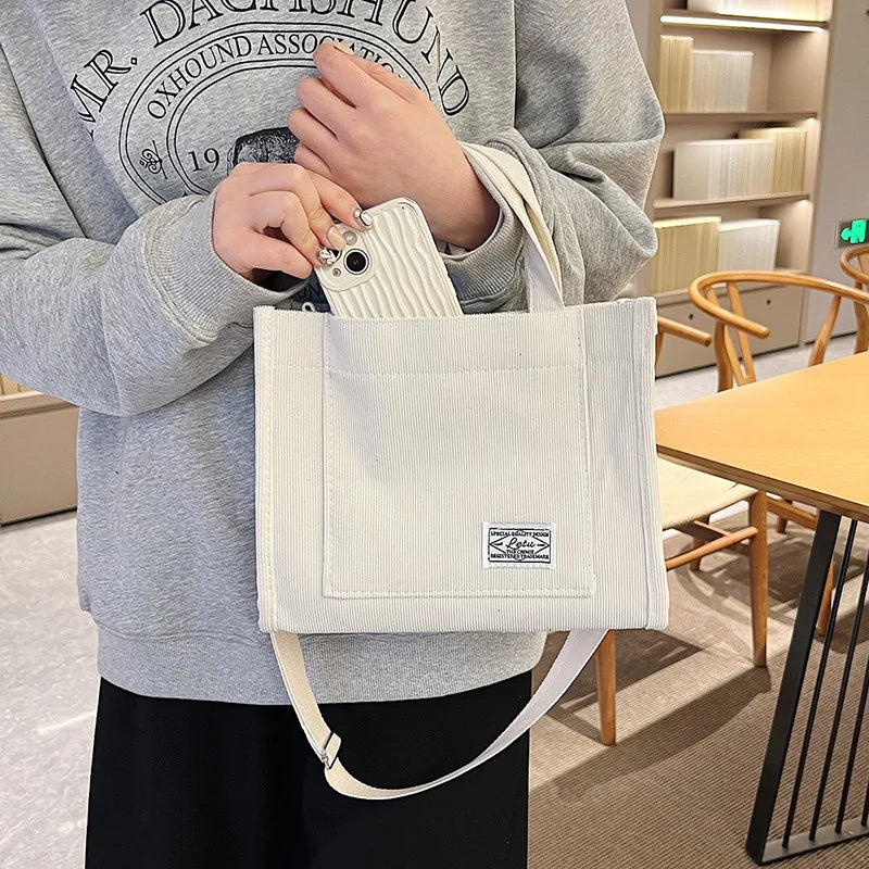 Chic Corduroy Crossbody Tote – Stylish Square Shoulder Bag for Women, Perfect for Travel & Everyday Use