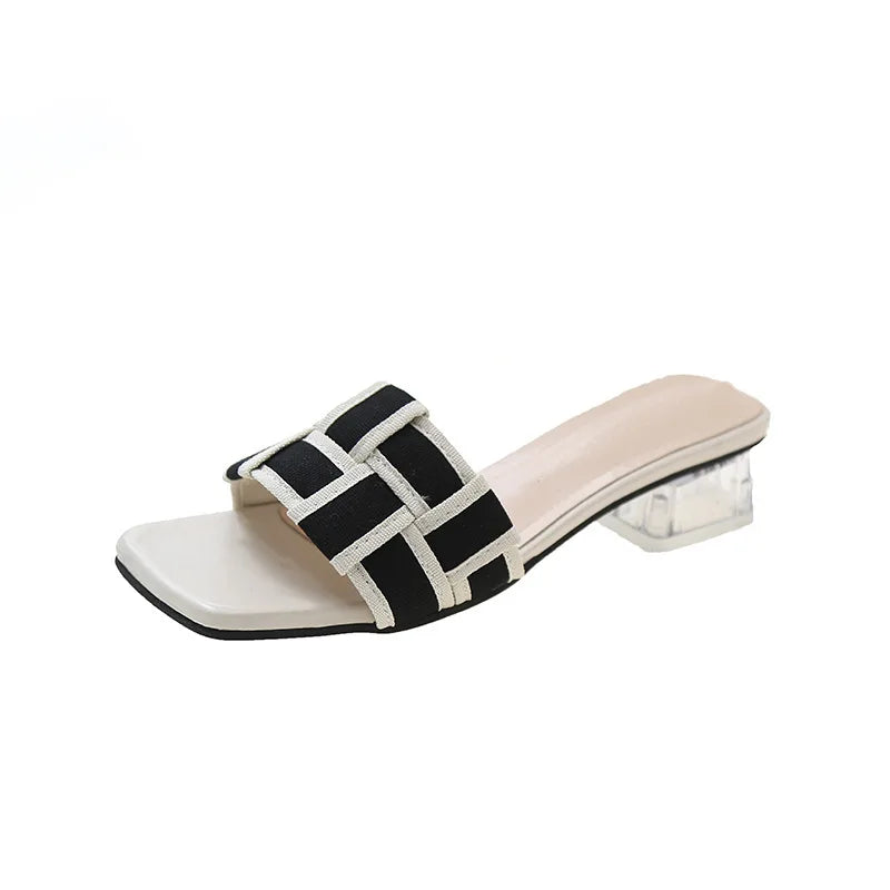 Summer 2024 Braided Sandals Chunky Sole Open-Toe Fashion Slippers, Beach Shoes, Women's Shoes