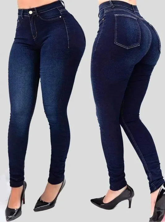 "Elevate Your Style Women's High-Waist Pure Color Denim Jeans – Perfect for Streetwear, Figure-Shaping, and Effortless Everyday Chic