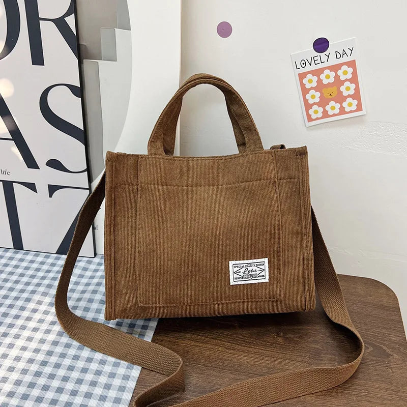 Chic Corduroy Crossbody Tote – Stylish Square Shoulder Bag for Women, Perfect for Travel & Everyday Use