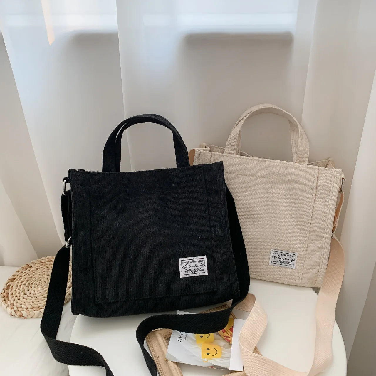 Chic Corduroy Crossbody Tote – Stylish Square Shoulder Bag for Women, Perfect for Travel & Everyday Use