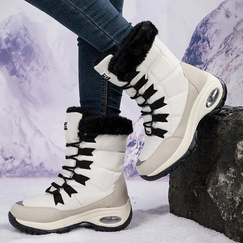 Classic Women’s Snow Boots – Handmade Winter Warm Platform Ankle Boots in Size 42, Perfect for Cold Weather