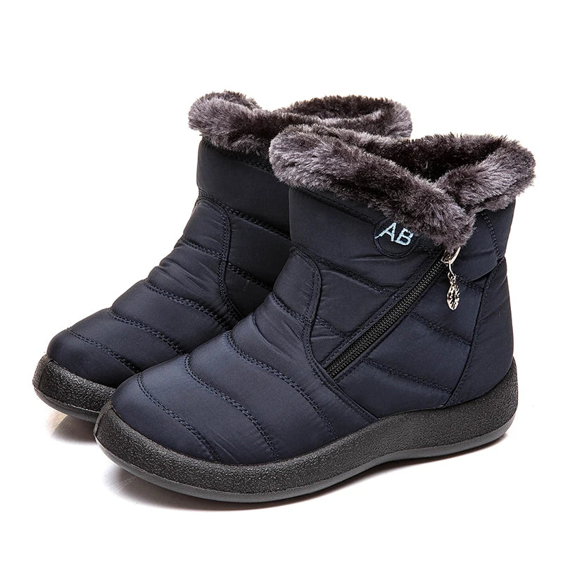 Cozy Waterproof Winter Boots for Women – Soft Fur & Zipper Design