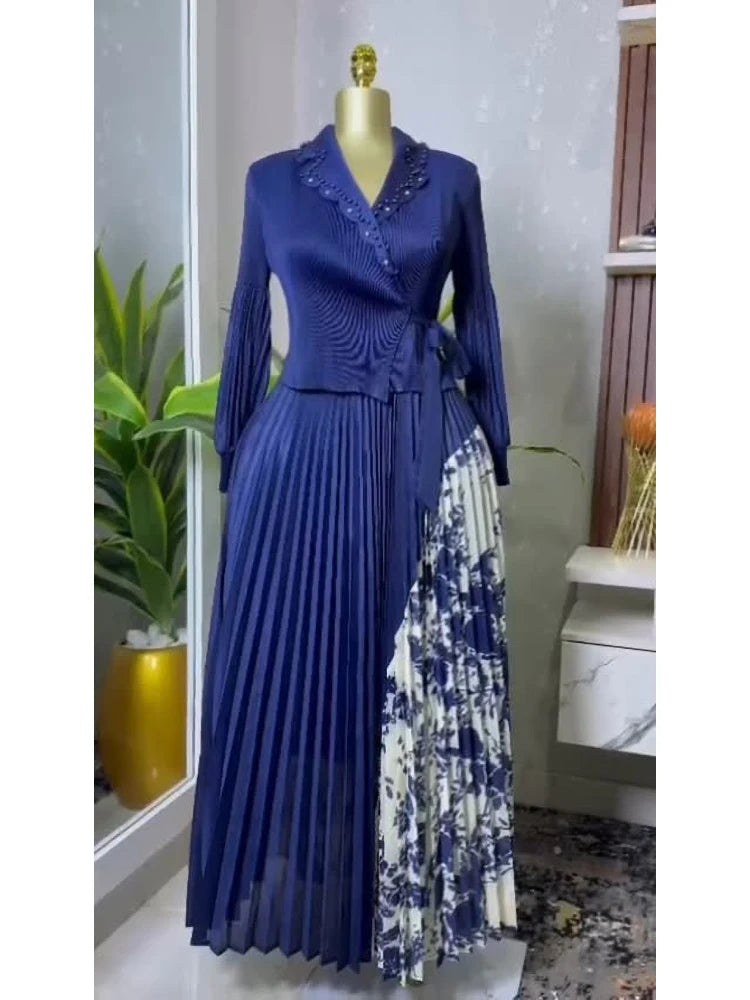 EGRM Women's Spring Dress 2025  Elegant Pleated Skirt, Suit Collar, Flattering A-Line Silhouette