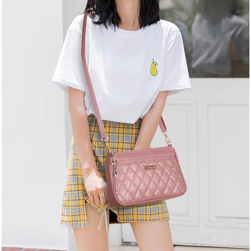 Stylish PU Leather Crossbody Bag Embroidered, Zippered & Spacious for Women handbags
