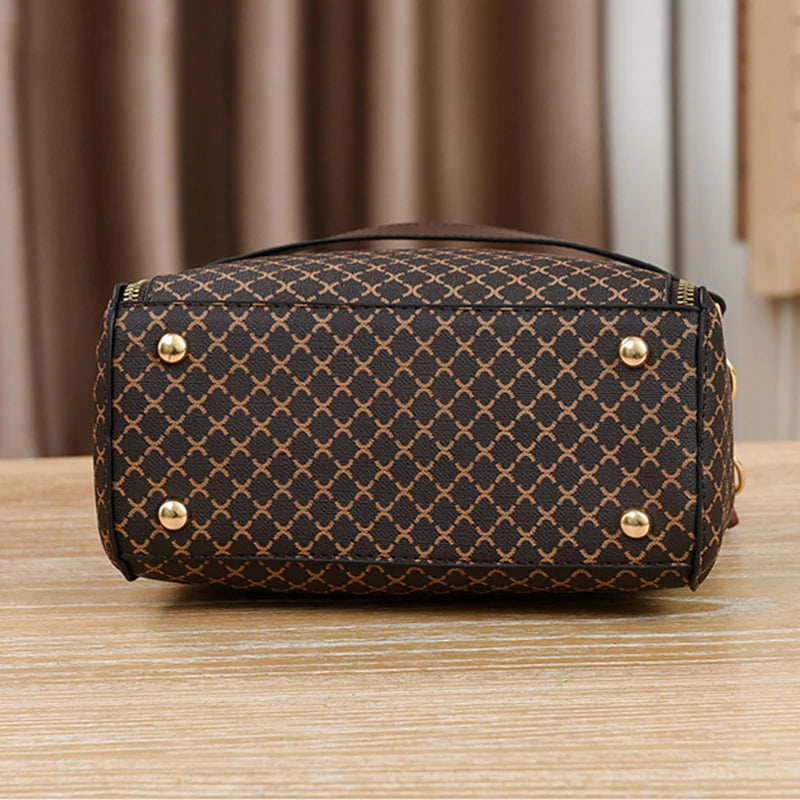 New Women Handbag Bag Luxury Check Print Bucket Shoulder Bag – Flip Top, Large Capacity Crossbody for Women