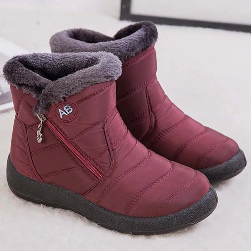 Cozy Waterproof Winter Boots for Women – Soft Fur & Zipper Design