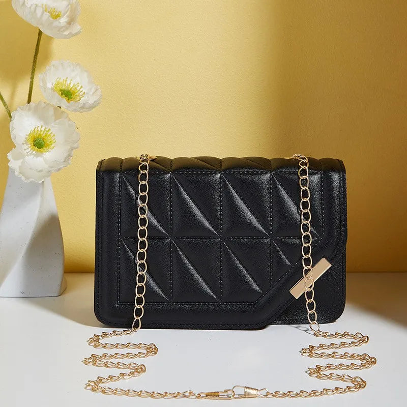 Elegant Quilted PU Leather Shoulder Bag , Black Luxury Crossbody for Women handbags