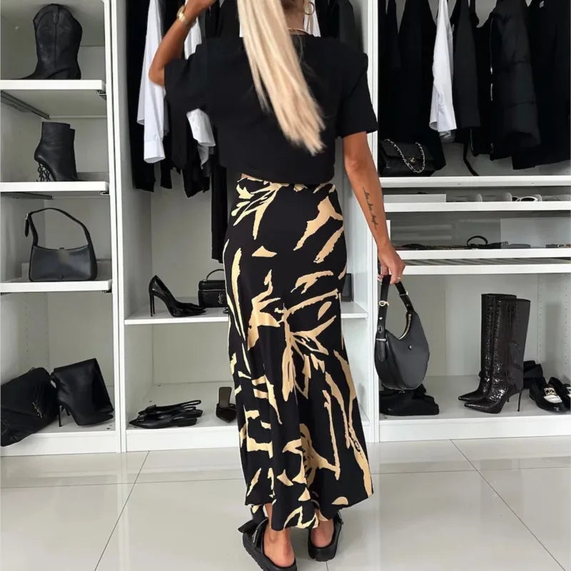 Fashionable High-Waist Fishtail Skirt – Versatile Printed Slimming Design for 2024