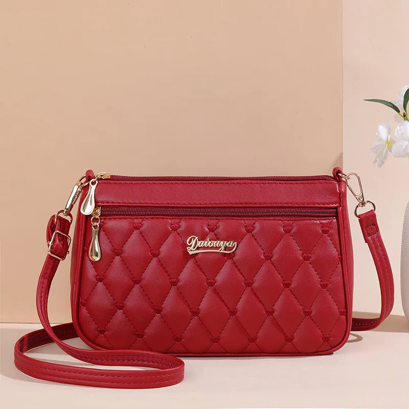 Stylish PU Leather Crossbody Bag Embroidered, Zippered & Spacious for Women handbags