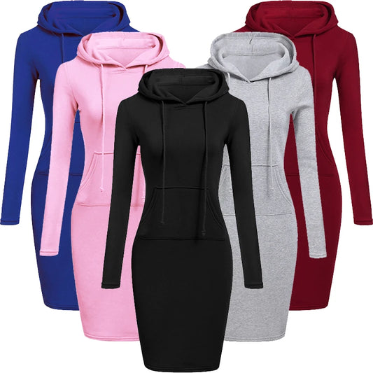 Cozy Autumn Elegance Women's Hooded Dresses & Stylish Sweatshirts for the Season