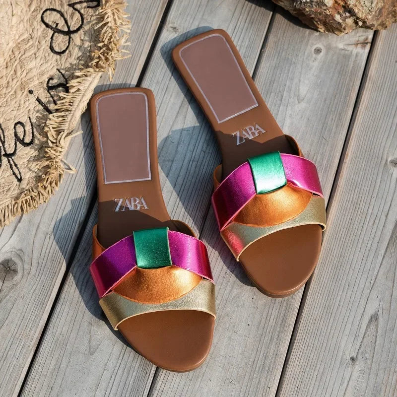 Luxurious Designer Sandals: Low-Heel Peep-Toe Slippers for Women – Comfortable, Breathable, and Perfect for Stylish Outdoor & Beach Adventures