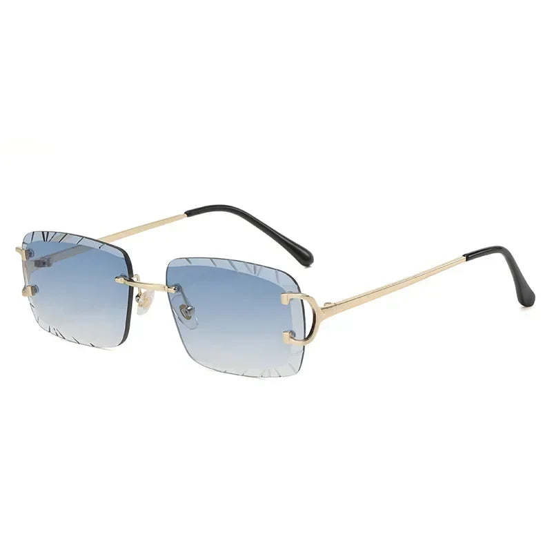 Travel in Style Frameless Retro Square Sunglasses – UV400 Shield for Women & Men