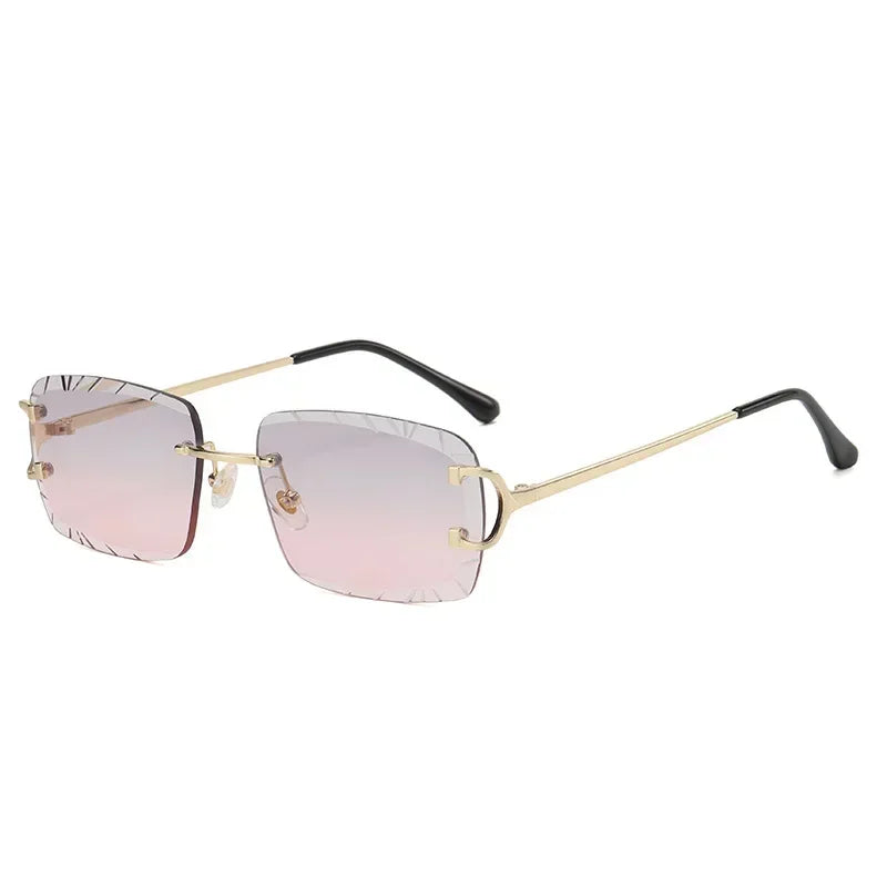 Travel in Style Frameless Retro Square Sunglasses – UV400 Shield for Women & Men