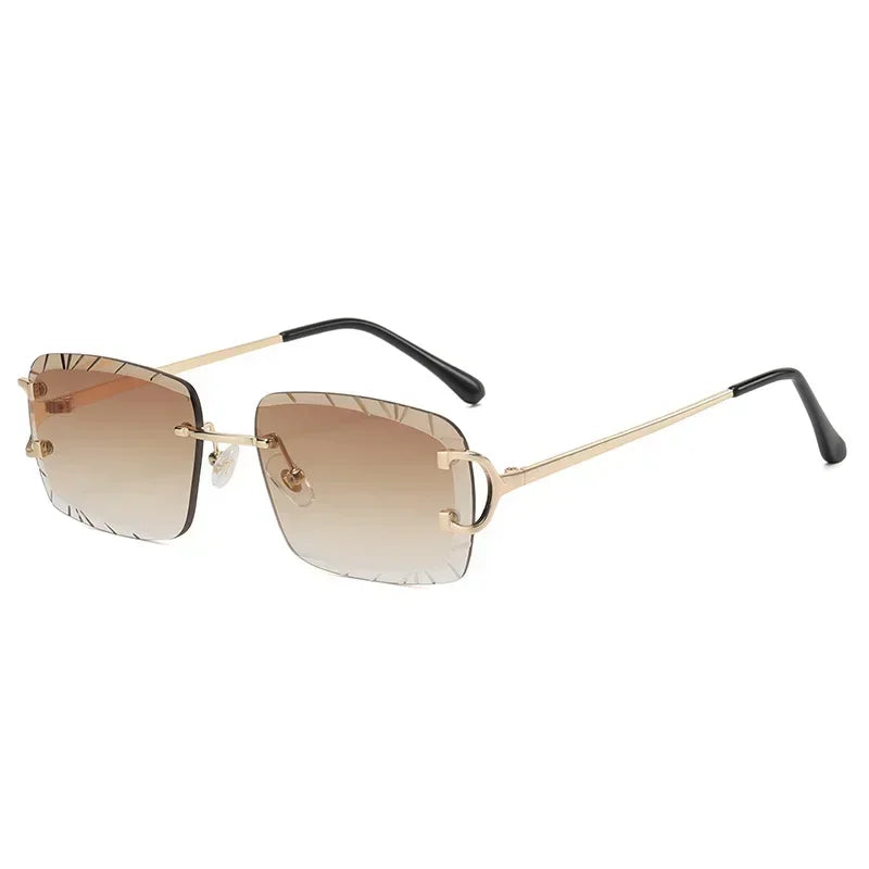 Travel in Style Frameless Retro Square Sunglasses – UV400 Shield for Women & Men