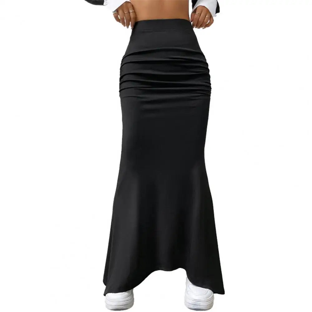 Solid Color High-Waist Maxi Skirt – Trendy & Flattering