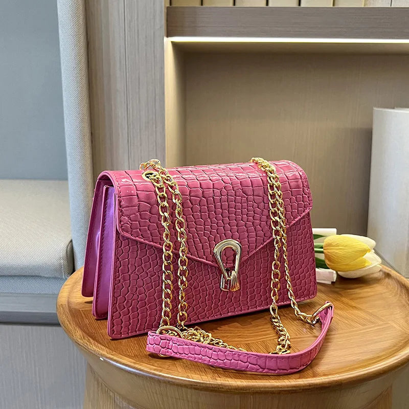 Crocodile Pattern PU Leather Crossbody Chic Chain Shoulder Bag for Women fashion for Daily Essentials