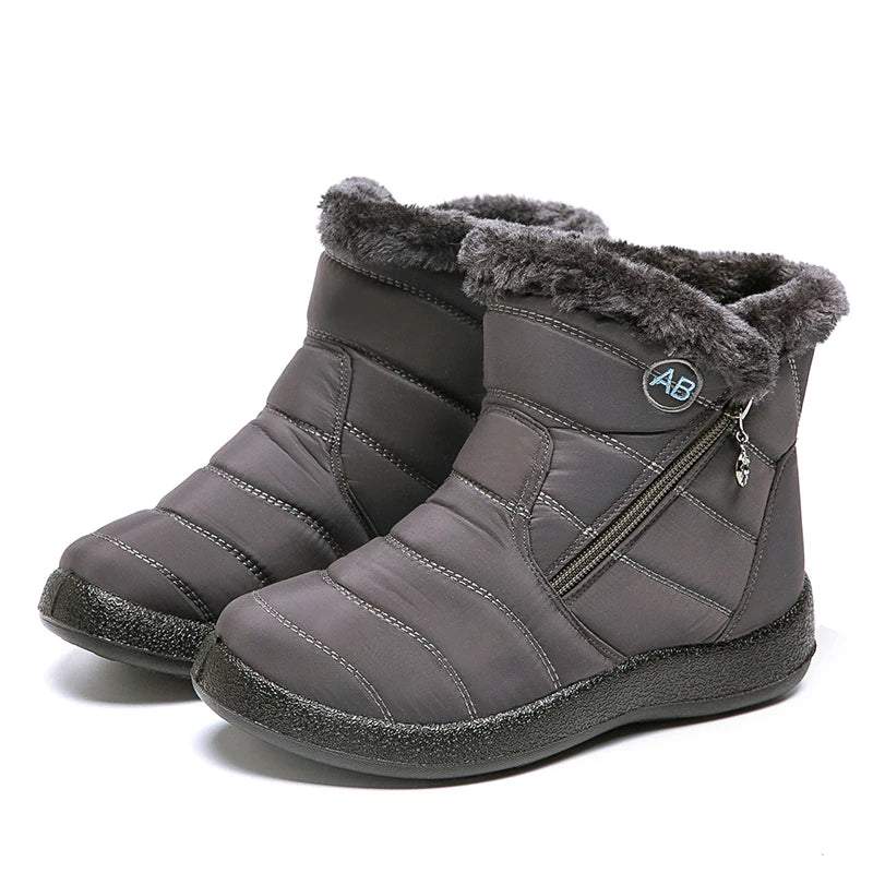 Cozy Waterproof Winter Boots for Women – Soft Fur & Zipper Design