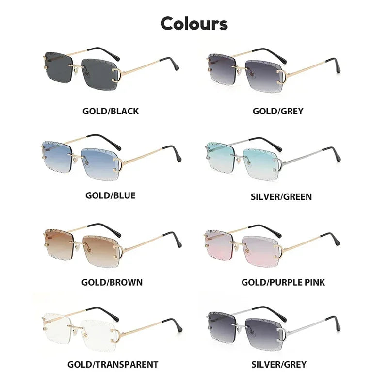 Travel in Style Frameless Retro Square Sunglasses – UV400 Shield for Women & Men