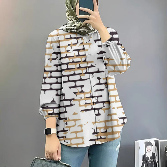 Trendy shirt perfect for Top Elegant Loose Button Down Shirt For Women Spring 2025 New Muslim Abaya Shirts Clothing