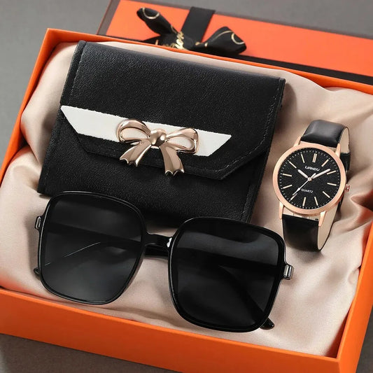 Stylish Women’s Watch, Wallet & Sunglasses Set – Perfect for Gifting or Everyday Elegance