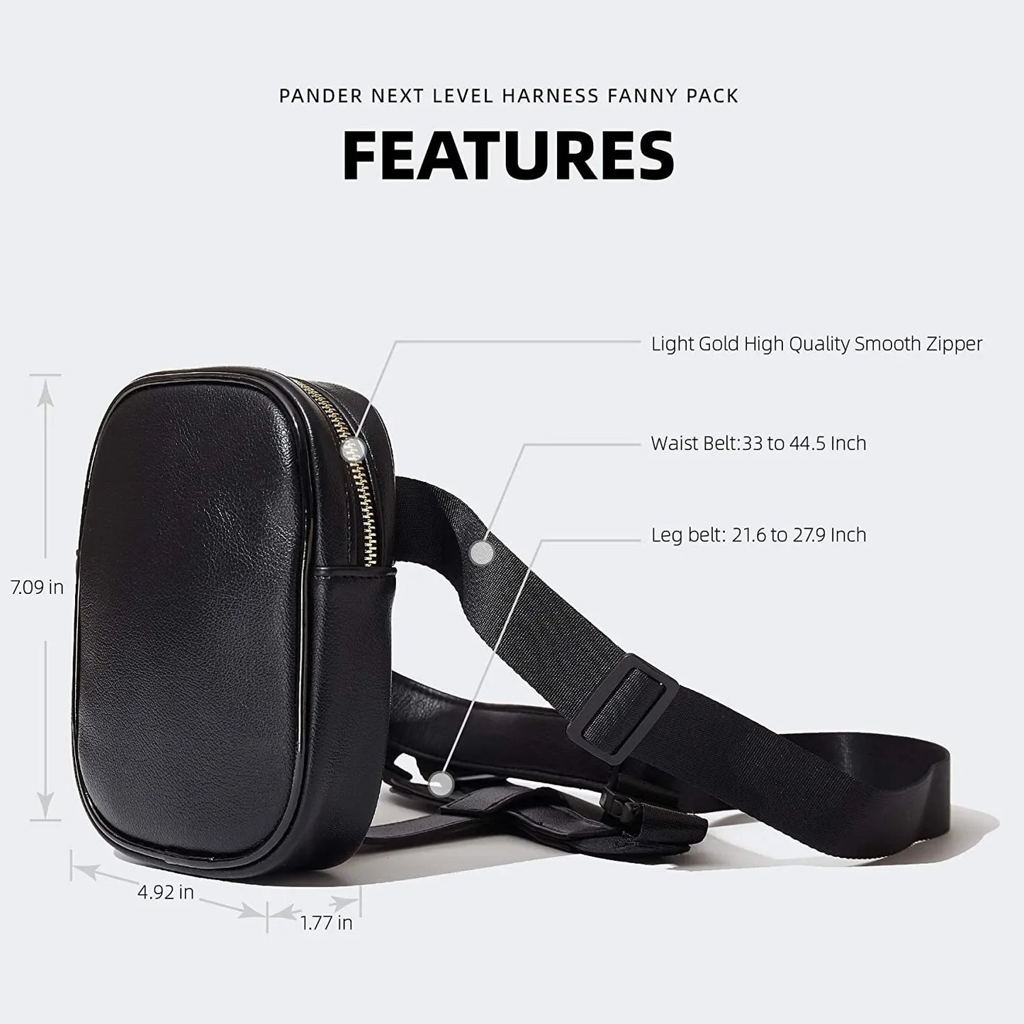 fashion Black Women Waist Leg Belt Leather Cool Girl Bag Fanny Pack for Outdoor Hiking Motorcycle