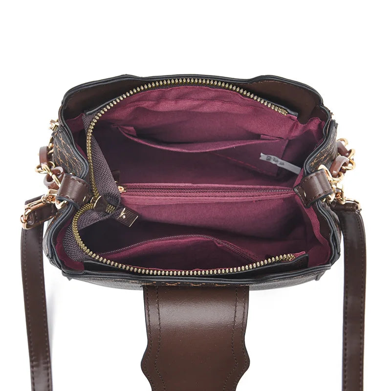 New Women Handbag Bag Luxury Check Print Bucket Shoulder Bag – Flip Top, Large Capacity Crossbody for Women