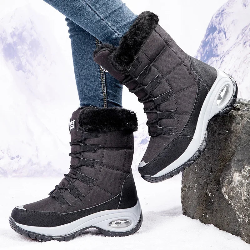 Classic Women’s Snow Boots – Handmade Winter Warm Platform Ankle Boots in Size 42, Perfect for Cold Weather