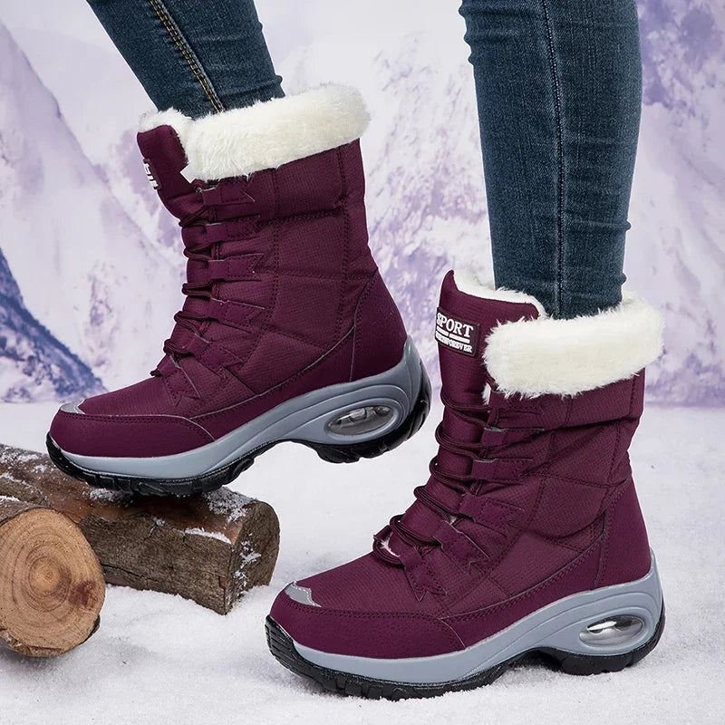 Classic Women’s Snow Boots – Handmade Winter Warm Platform Ankle Boots in Size 42, Perfect for Cold Weather