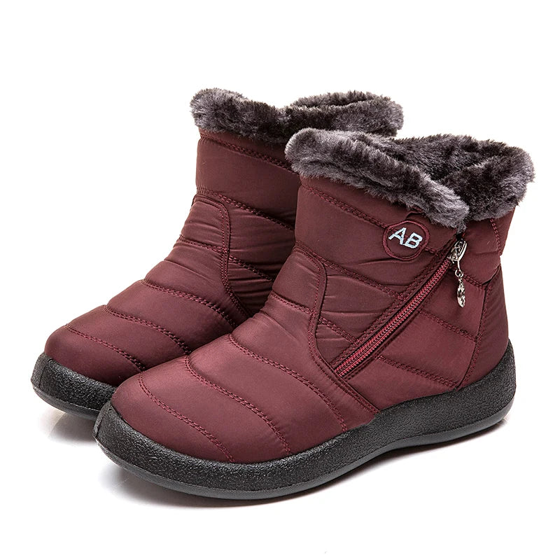 Cozy Waterproof Winter Boots for Women – Soft Fur & Zipper Design