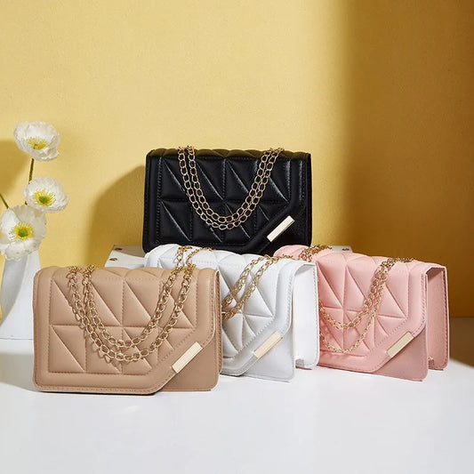 Elegant Quilted PU Leather Shoulder Bag , Black Luxury Crossbody for Women handbags