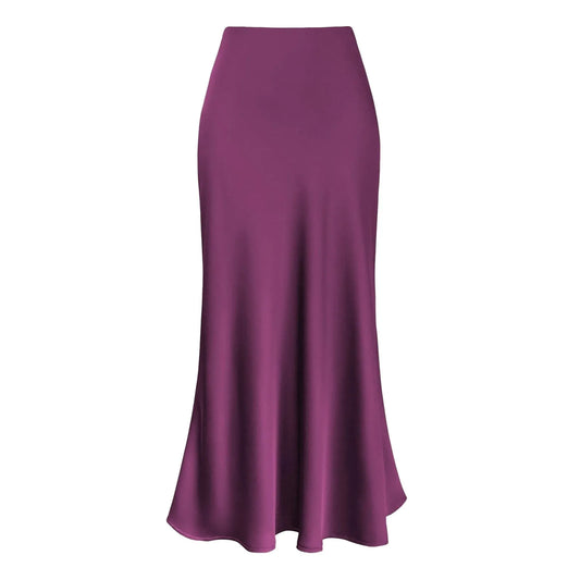 Korean-Inspired Fishtail Skirt – High-Waist Silk Satin Elegance for Women