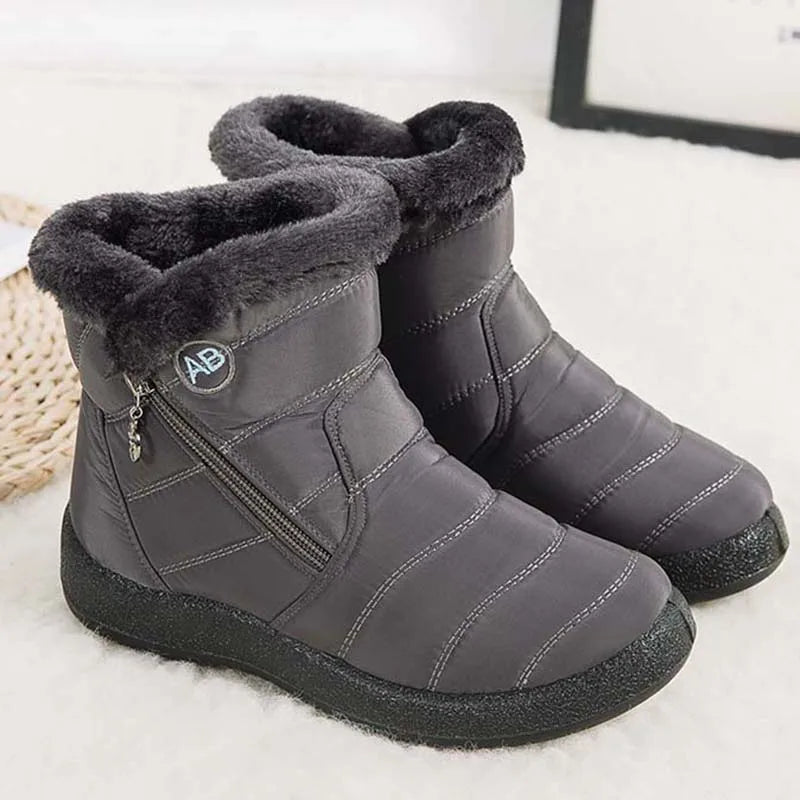 Cozy Waterproof Winter Boots for Women – Soft Fur & Zipper Design