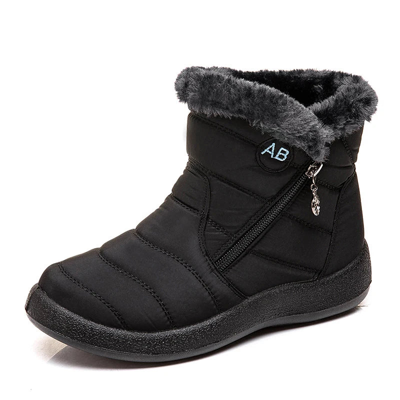 Cozy Waterproof Winter Boots for Women – Soft Fur & Zipper Design