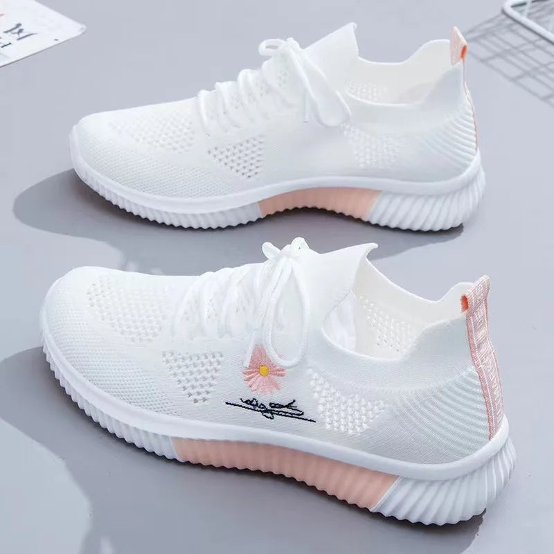 Women Stylish Breathable Sneakers Lightweight Mesh Casual Walking Shoes Sneakers Women Gym Vulcanized Shoes White Female Footwear