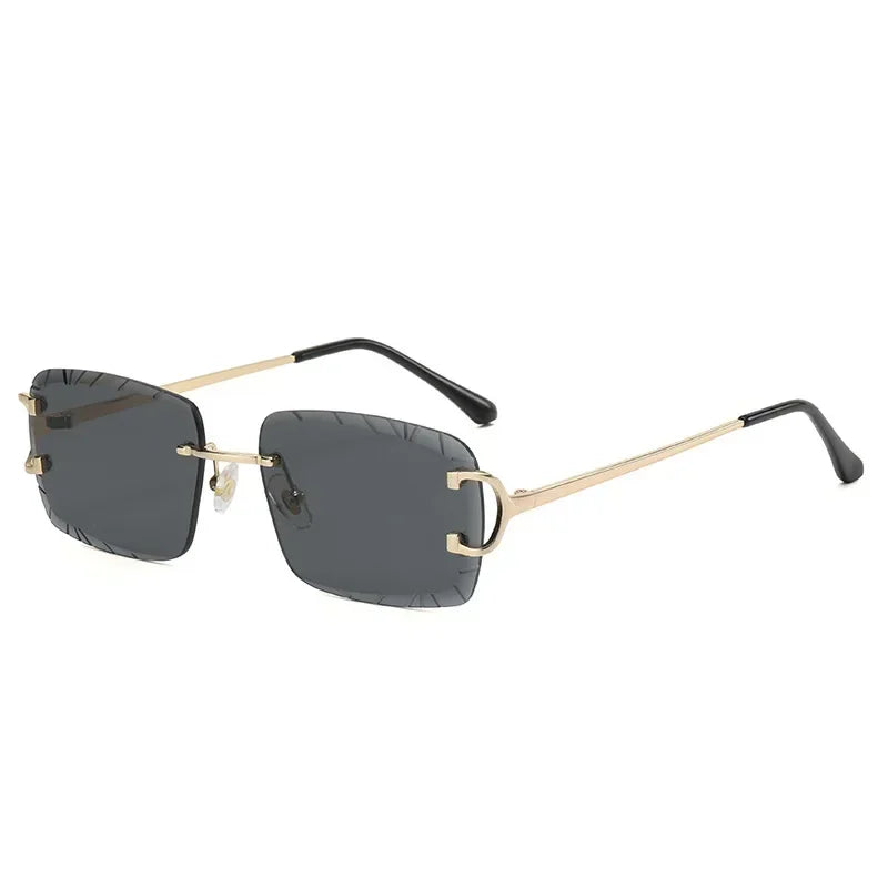 Travel in Style Frameless Retro Square Sunglasses – UV400 Shield for Women & Men