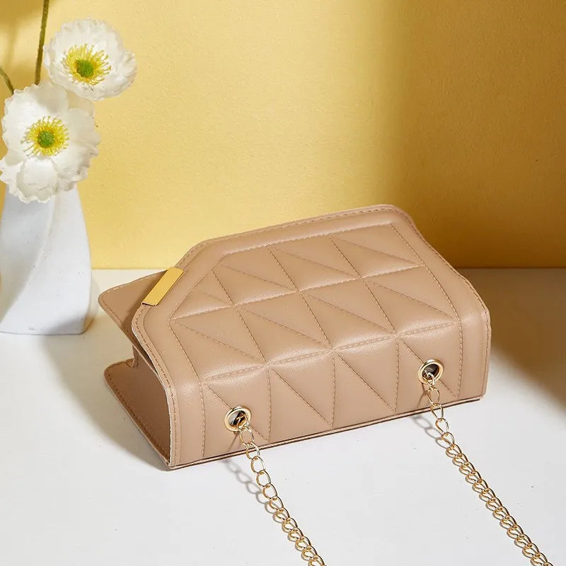 Elegant Quilted PU Leather Shoulder Bag , Black Luxury Crossbody for Women handbags